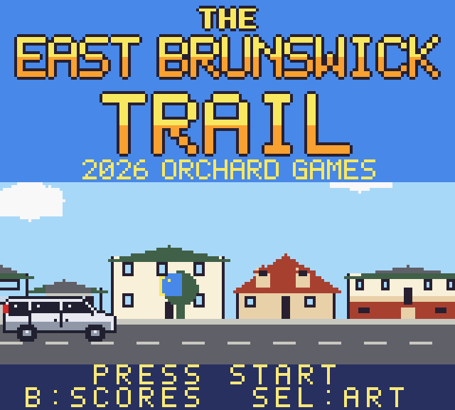 East Brunswick Trail title screen in Game Boy Color pixel art